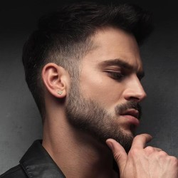 Paire de Boucles d’Oreilles Homme Acier Or Carré Zirconium Style Hip Hop