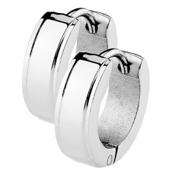 Créoles Homme en Acier Inoxydable Rainurées 13 mm – Boucles d’Oreilles Masculines Élégantes