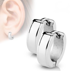 Créoles Homme en Acier Inoxydable Rainurées 13 mm – Boucles d’Oreilles Masculines Élégantes